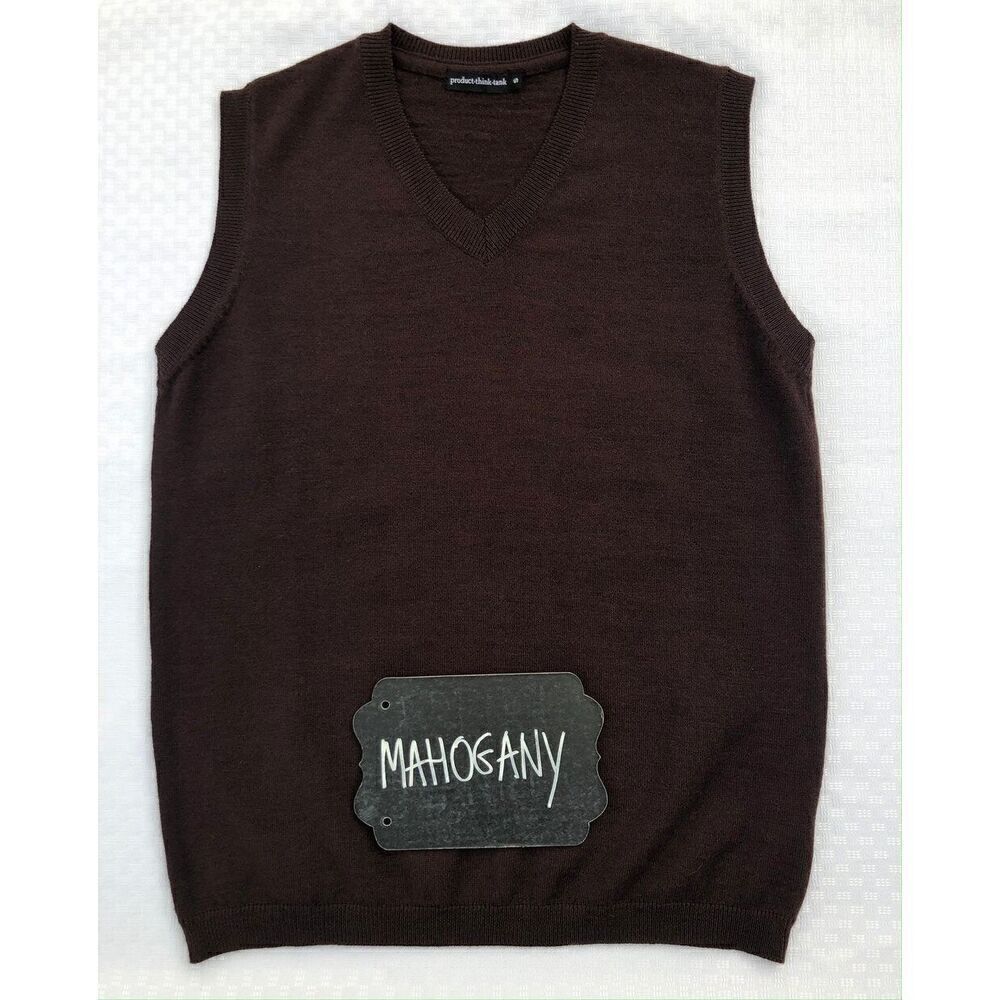 Product Think Tank Unisex Mt Abe 100% Wool Mahogany Brown V-neck Sweater Vest